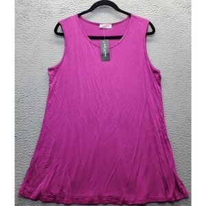 Free To Live Tunic Top Womens Large Pink Rayon‎ Sleeveless Round Neck Pullover